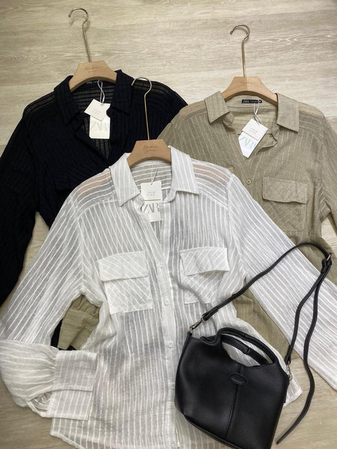 Summer Collar Down See-through Shirts